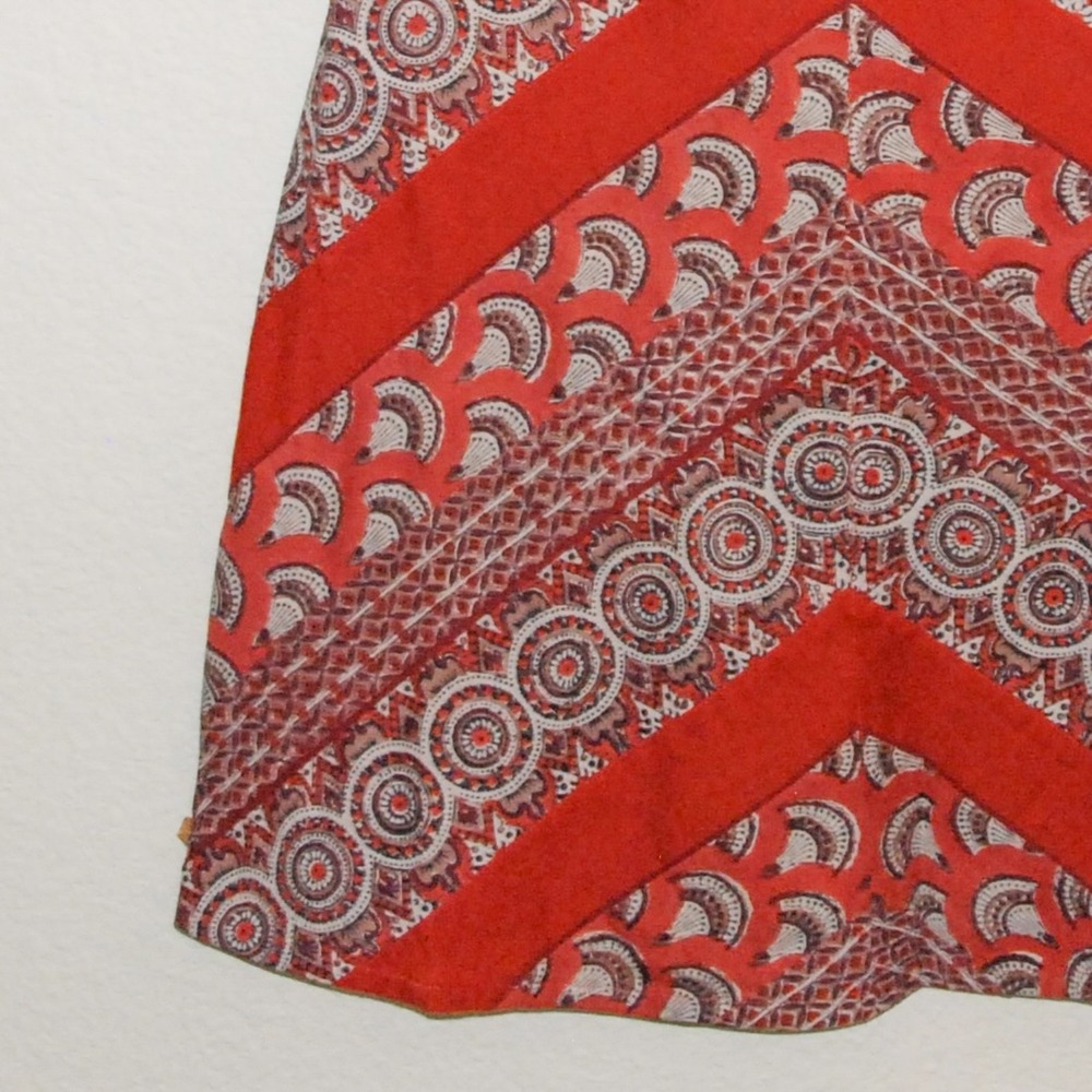 ANOKHI Women's Medium Lined Skirt 100% Cotton Rust Boho Hippie Chic - Picture 2 of 10